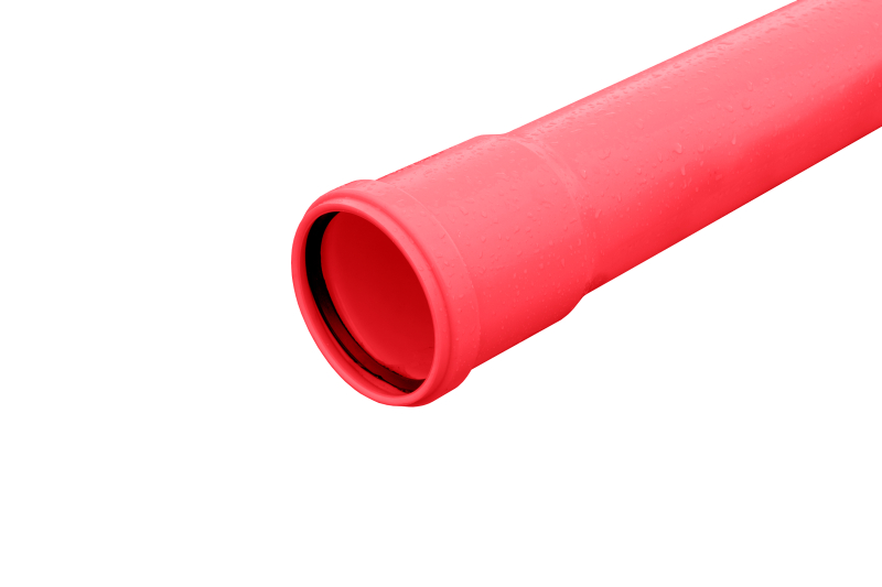 PVC-U OPTO kaablikaitsetoru 50 x 2, pikkus 6000mm, punane
